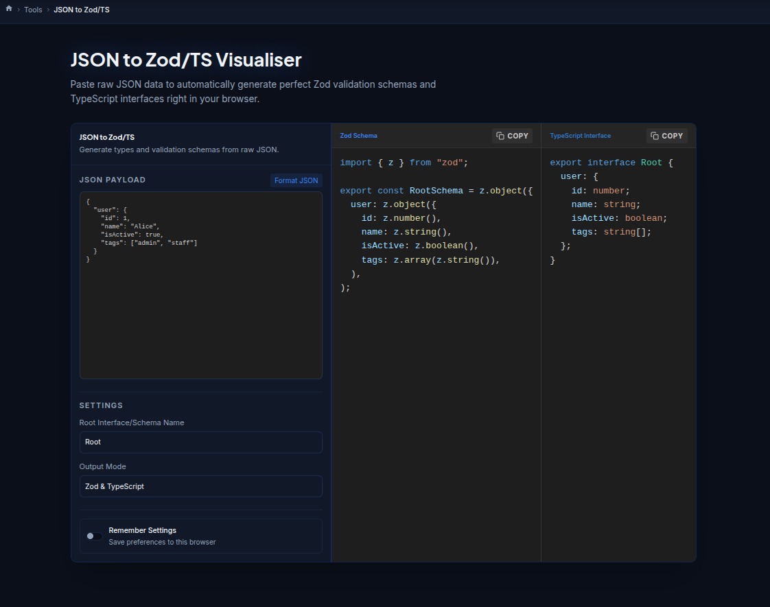 Introducing Our Free JSON to Zod & TypeScript Visualiser
